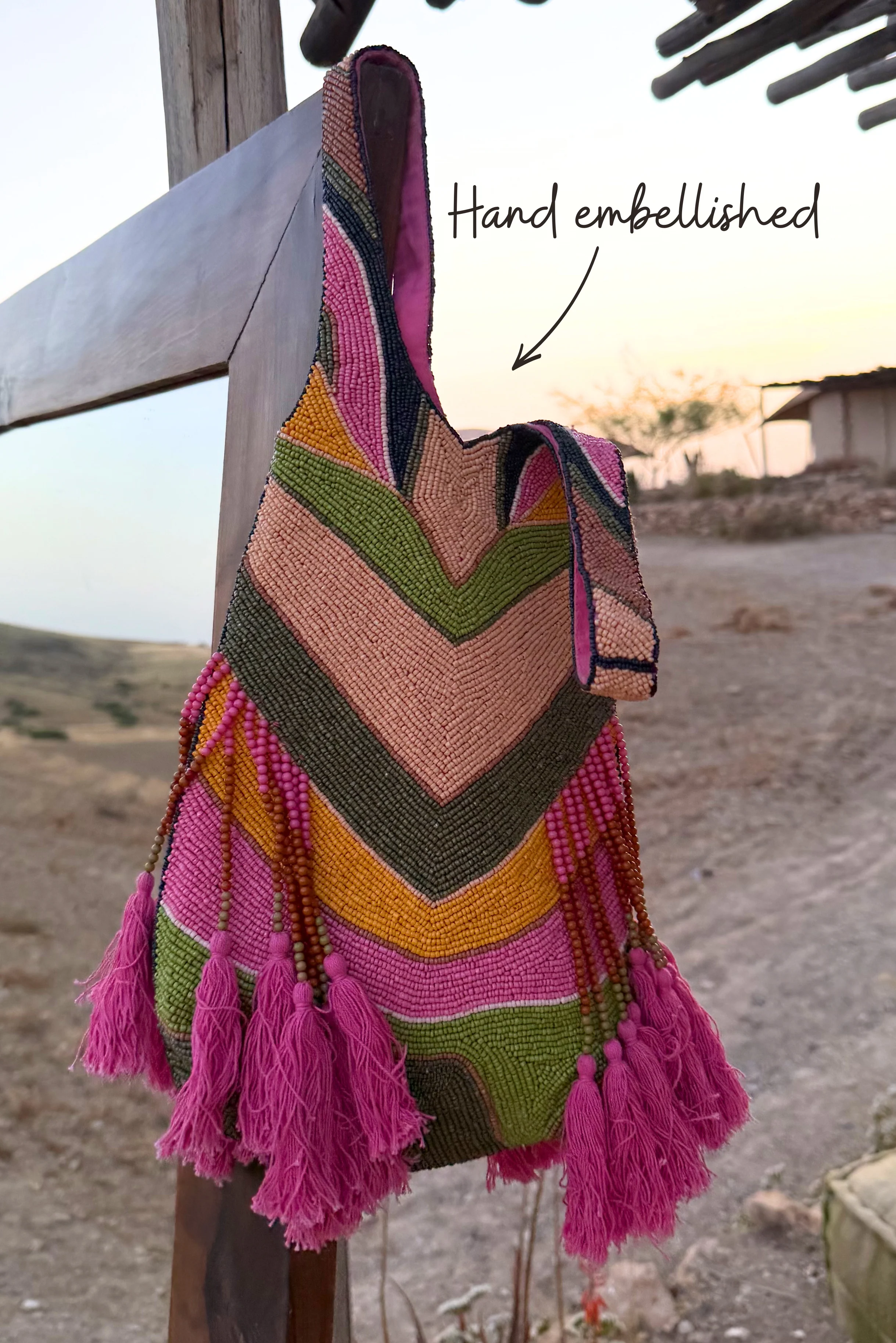 Abstract Beaded Fringe Bag - Image 6
