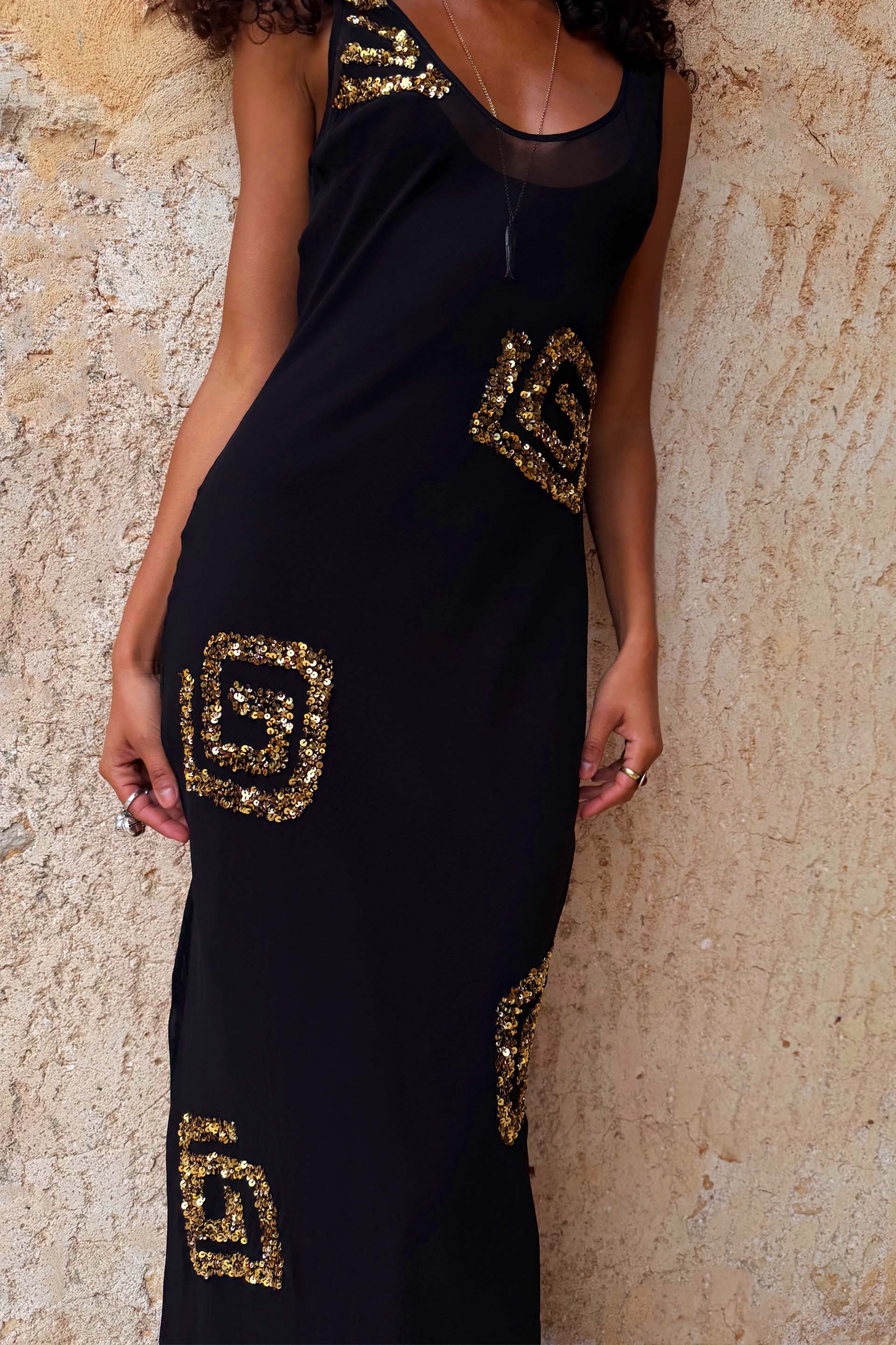 Black & Gold Simona Dress - Image 3