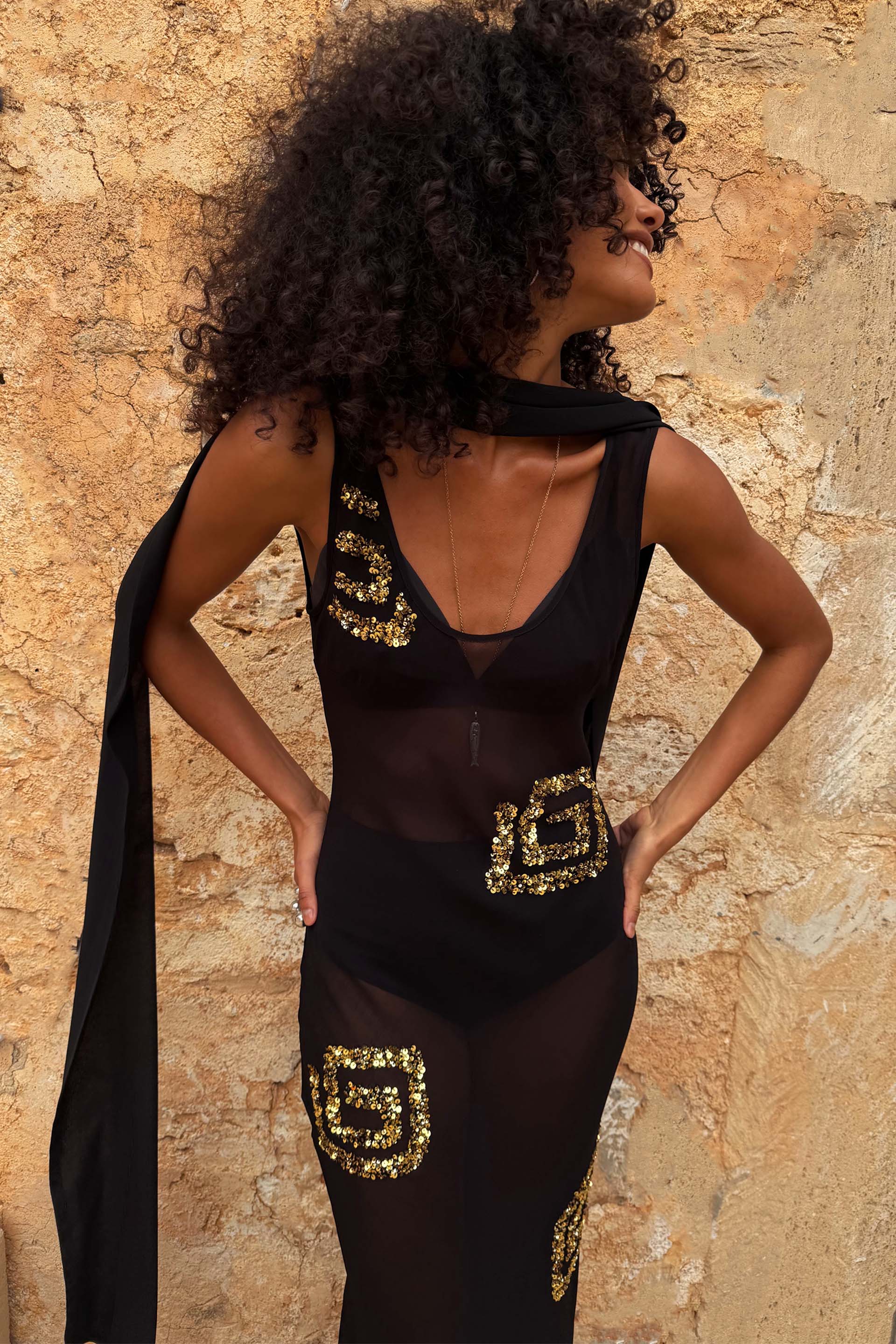 Black & Gold Simona Dress - Image 7