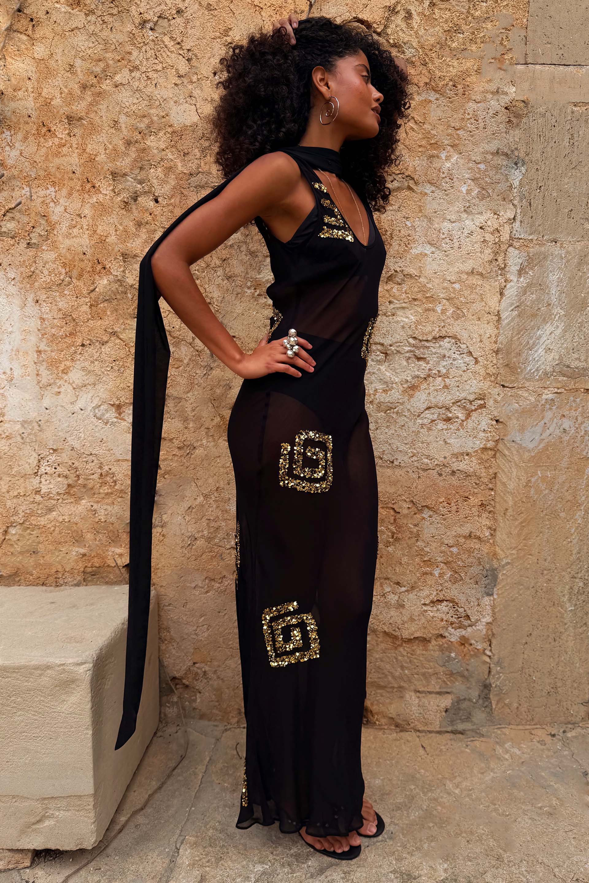 Black & Gold Simona Dress - Image 8