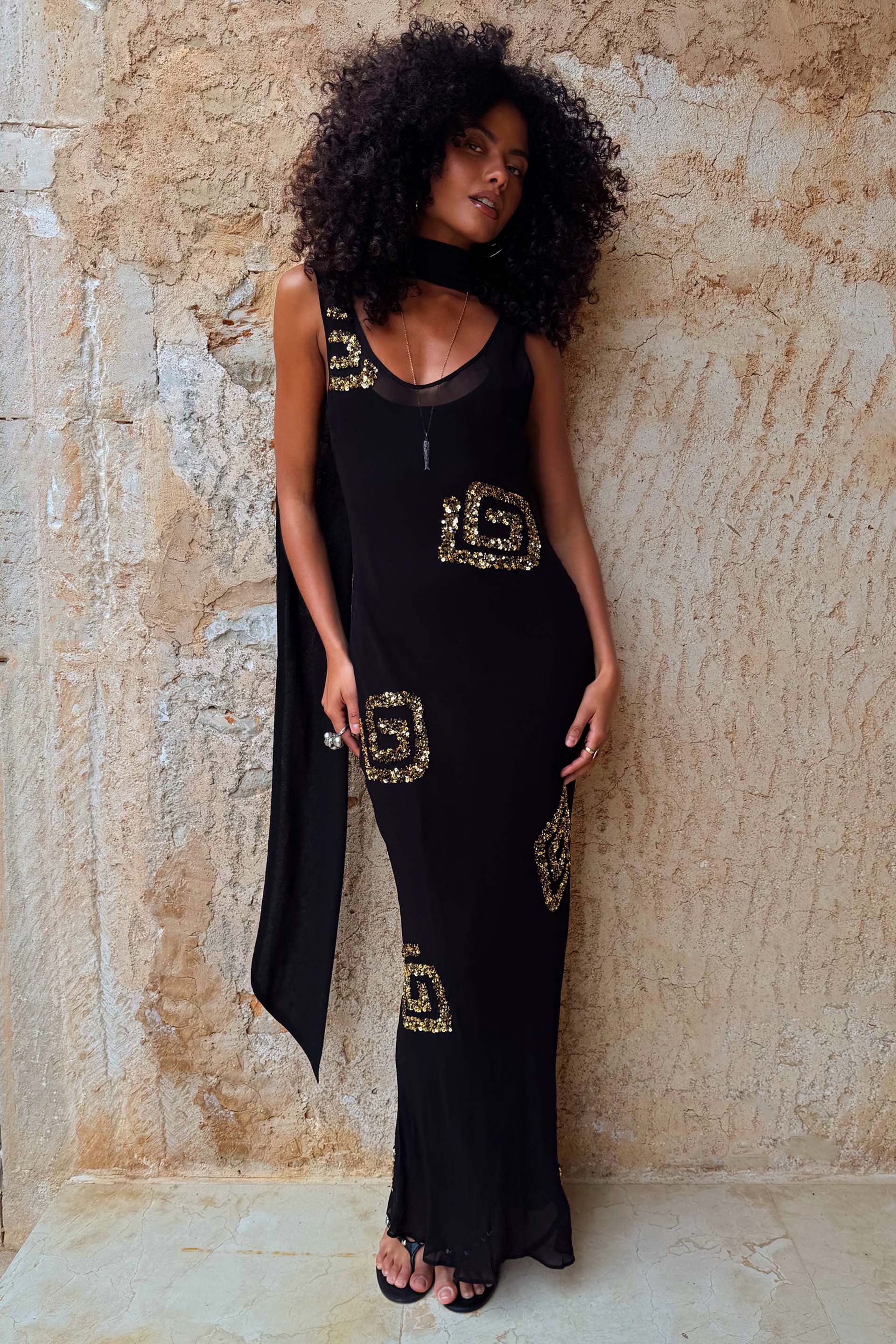 Black & Gold Simona Dress - Image 9