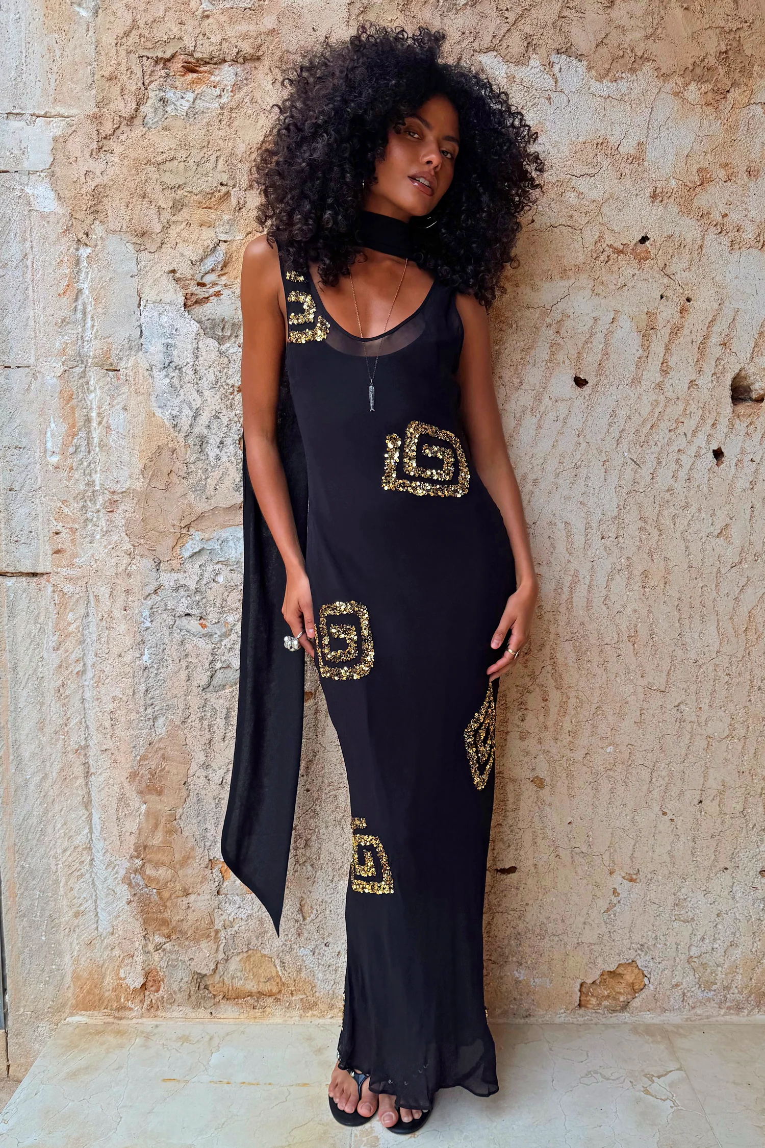 Black & Gold Simona Dress Petite - Image 3