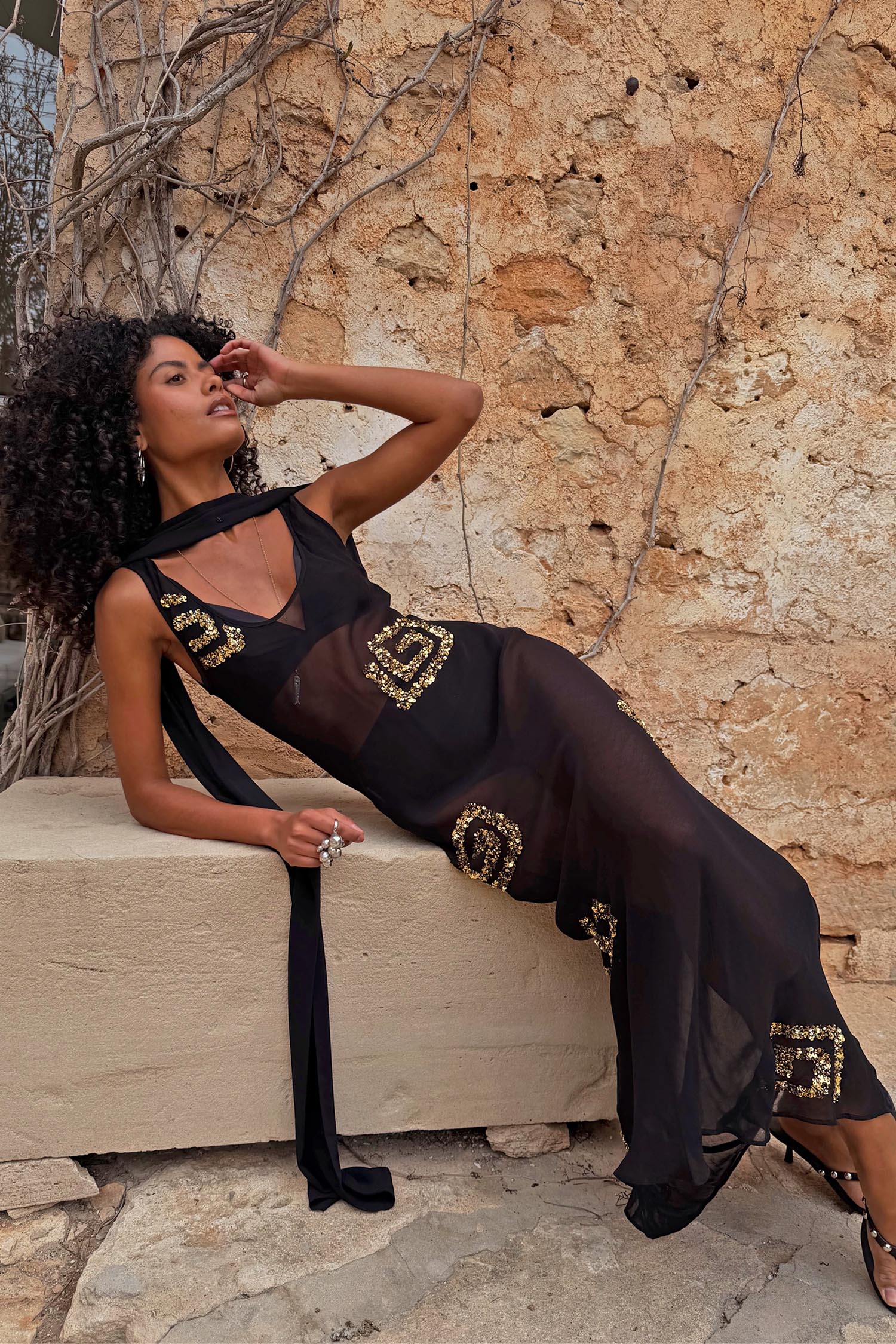 Black & Gold Simona Dress Petite - Image 6