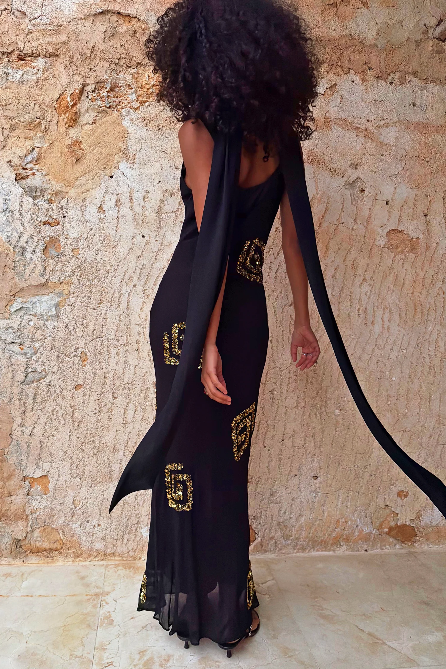 Black & Gold Simona Dress Petite - Image 9