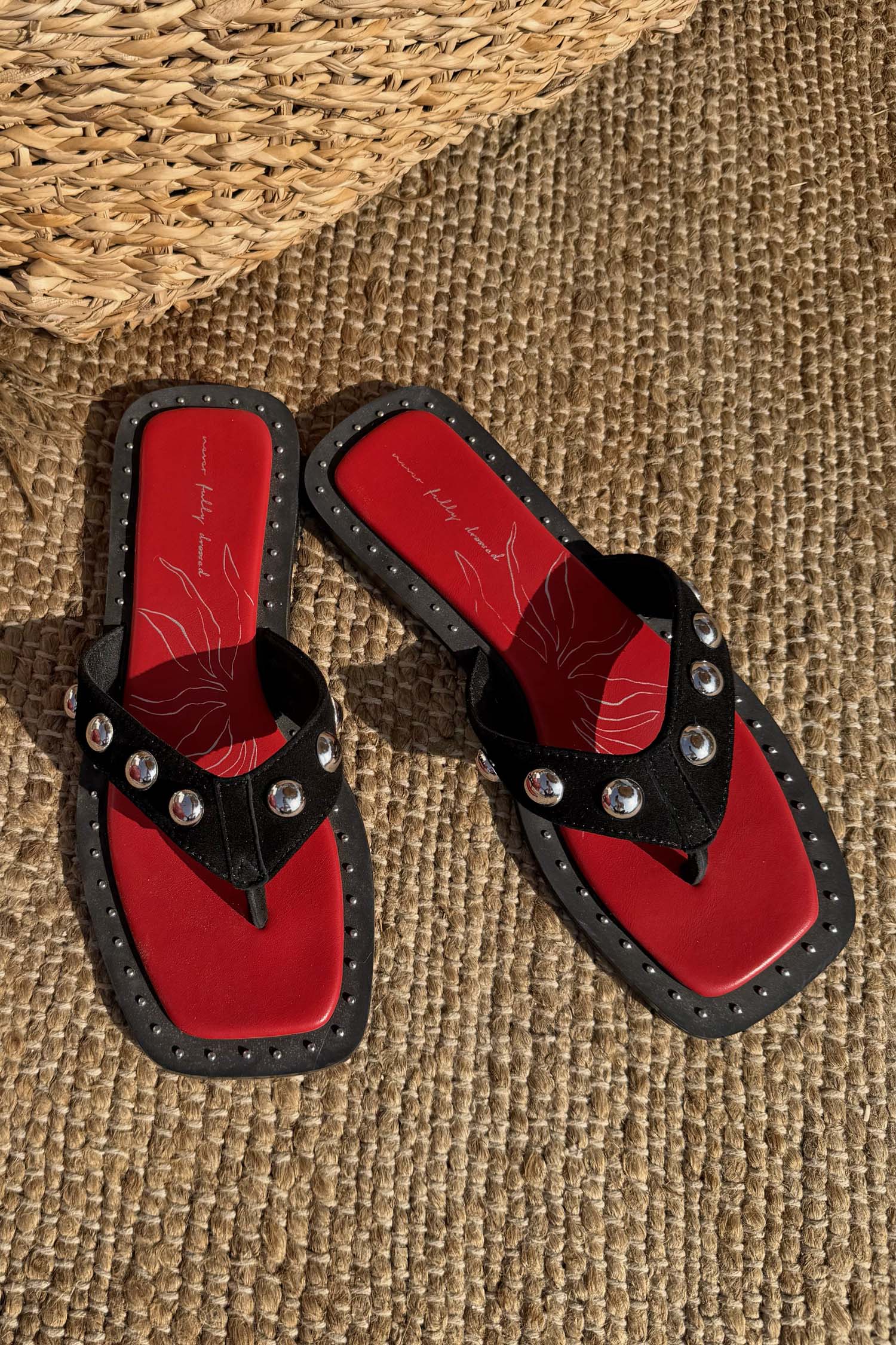 Black Leather Stud Sandals - Image 5
