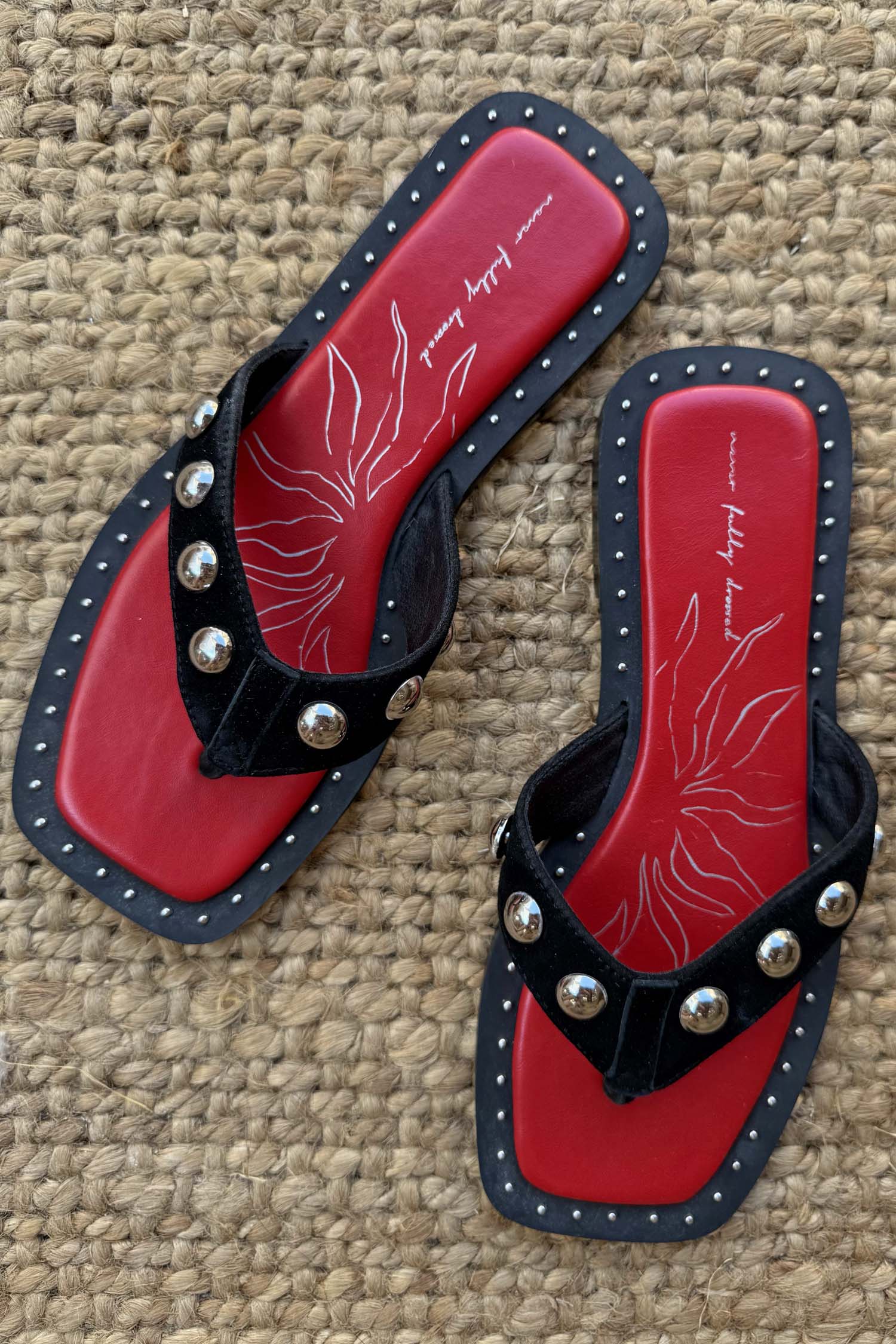 Black Leather Stud Sandals - Image 6