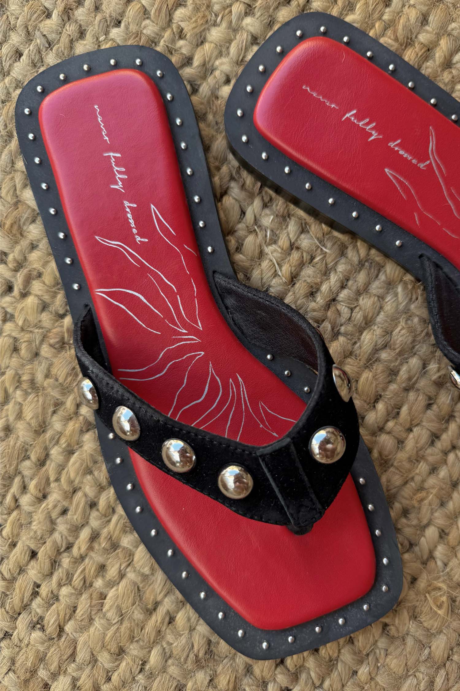 Black Leather Stud Sandals - Image 7