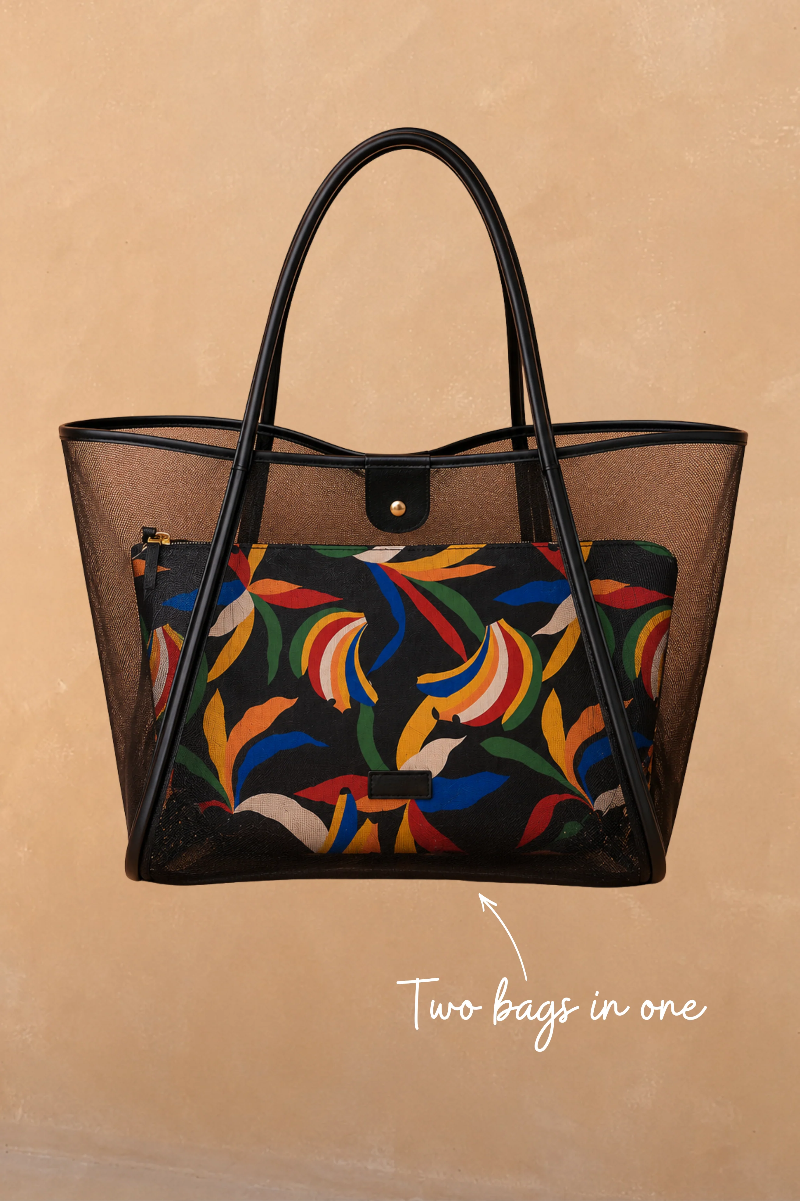Black Mesh Tote Bag - Image 2