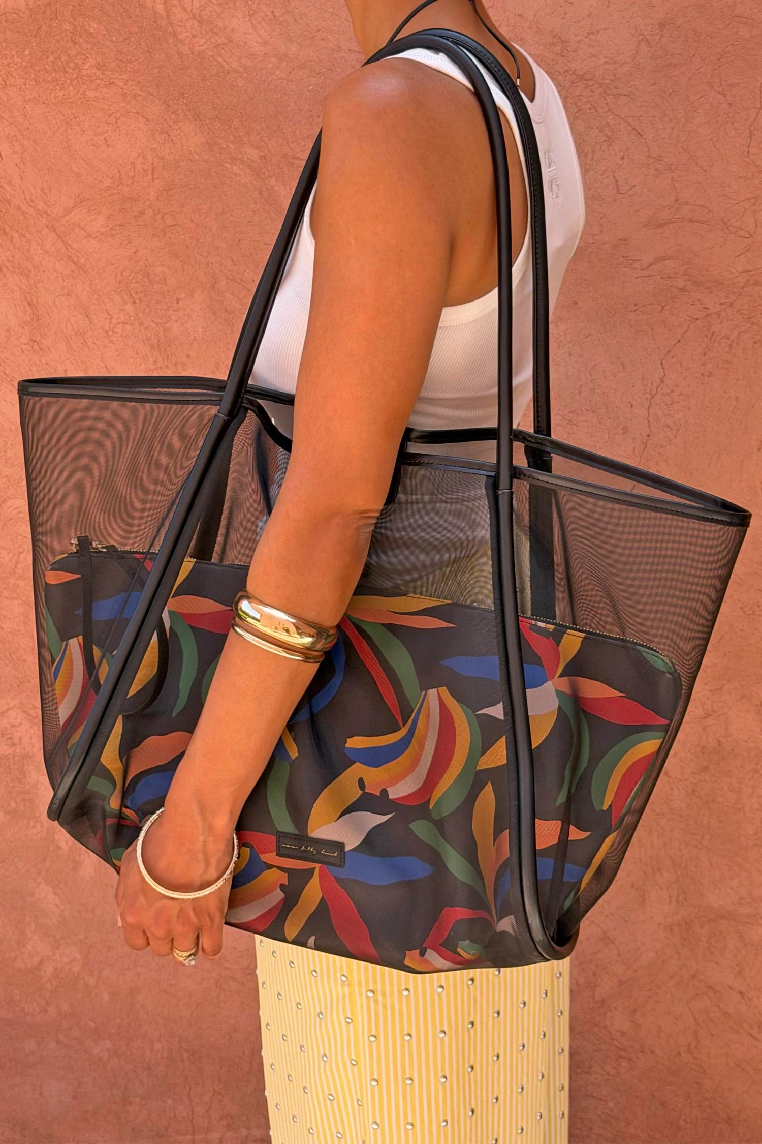 Black Mesh Tote Bag - Image 3