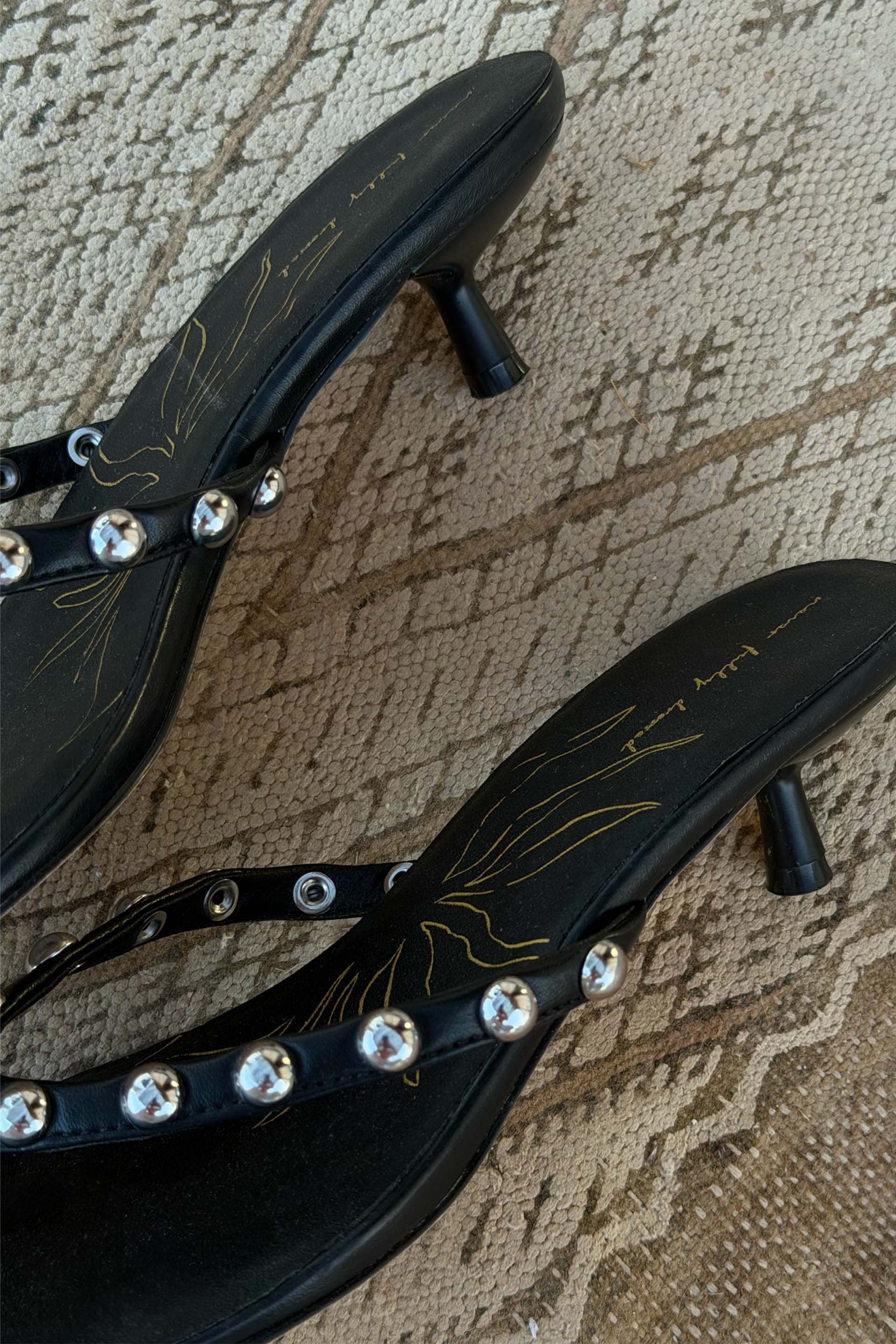 Black Stud Sandal Mule - Image 3