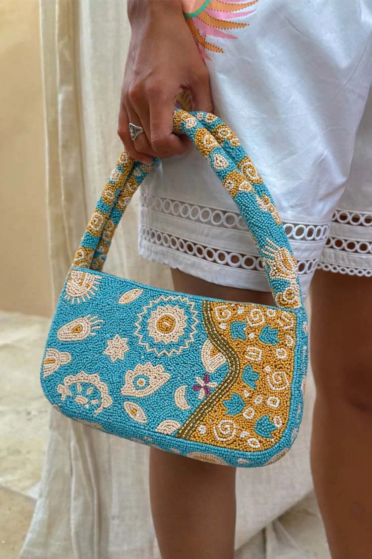 Blue and Yellow Morocco Beaded bag - Image 5