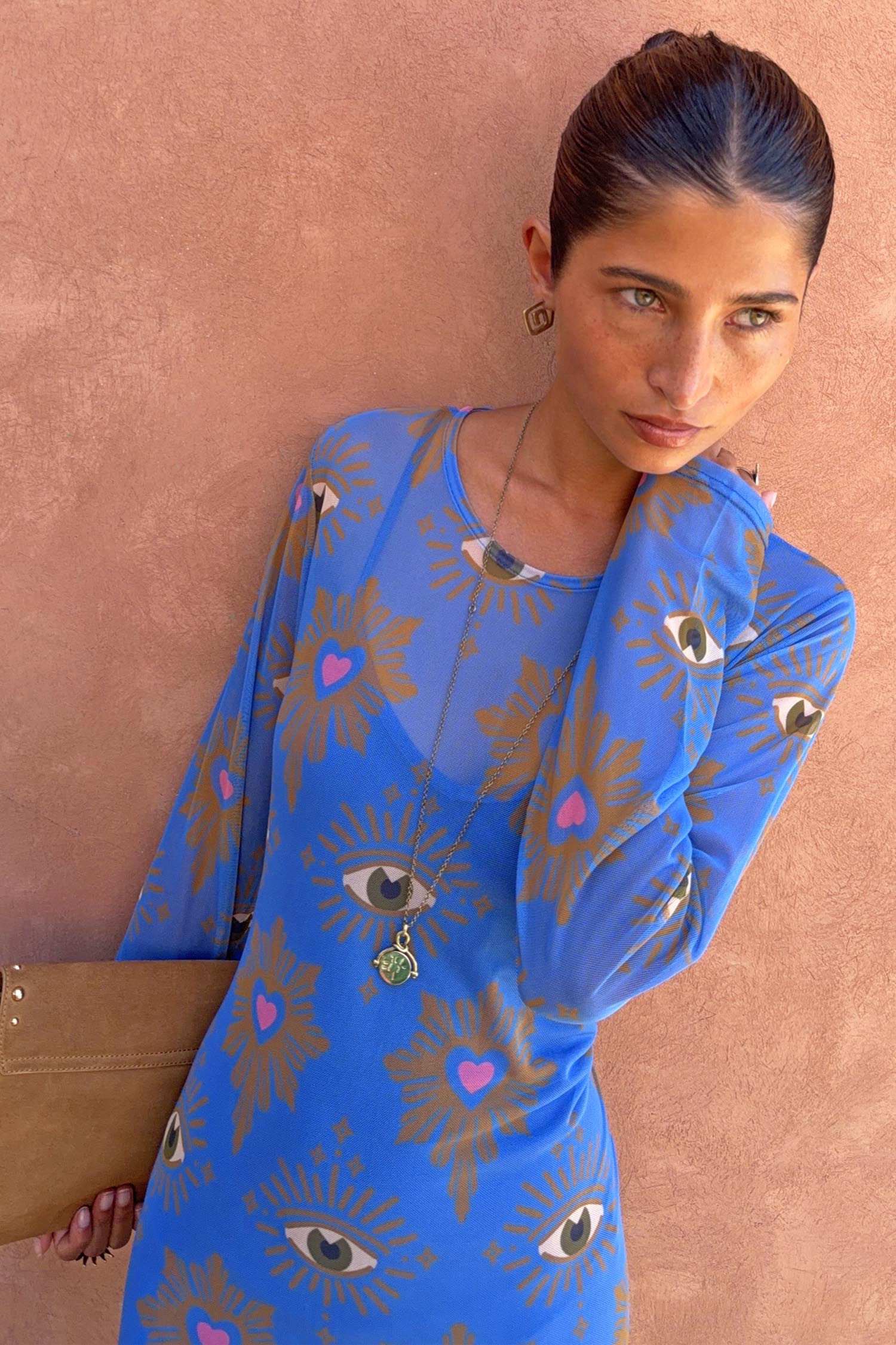 Blue Eye Mesh Dress Petite - Image 6