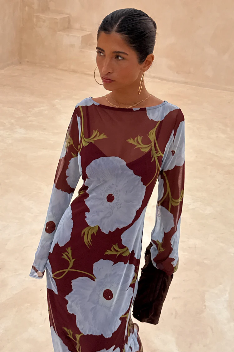 Burgundy & Blue Poppy Aria Dress - Image 4