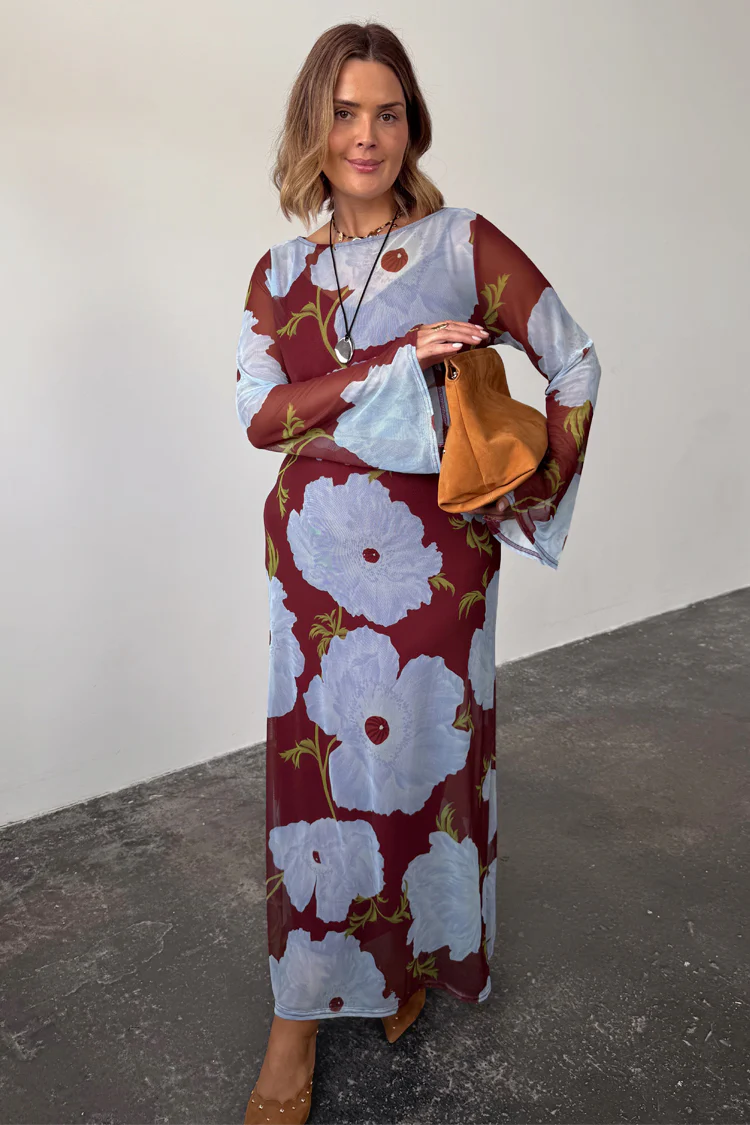 Burgundy & Blue Poppy Aria Dress - Image 5