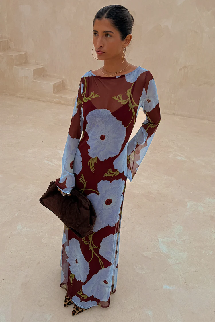 Burgundy & Blue Poppy Aria Dress - Image 7