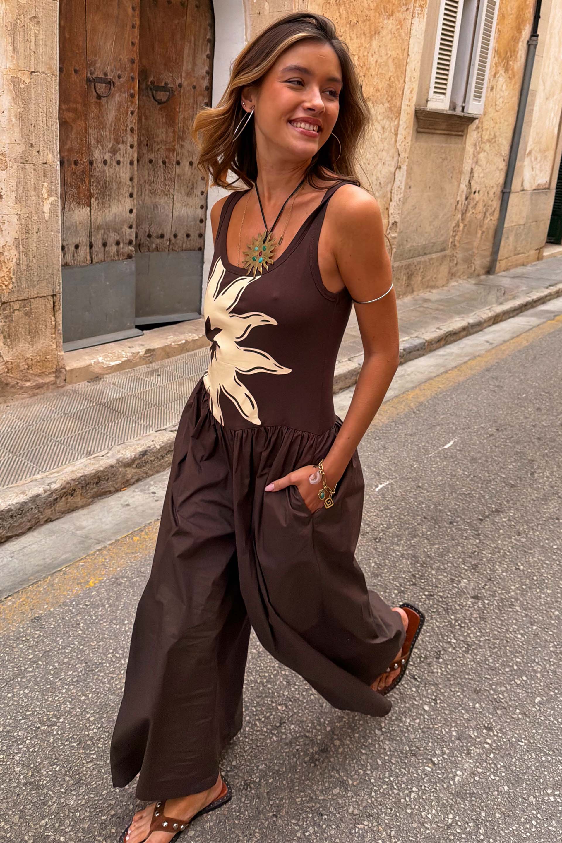 Chocolate Sun Poplin Jumpsuit - Image 2