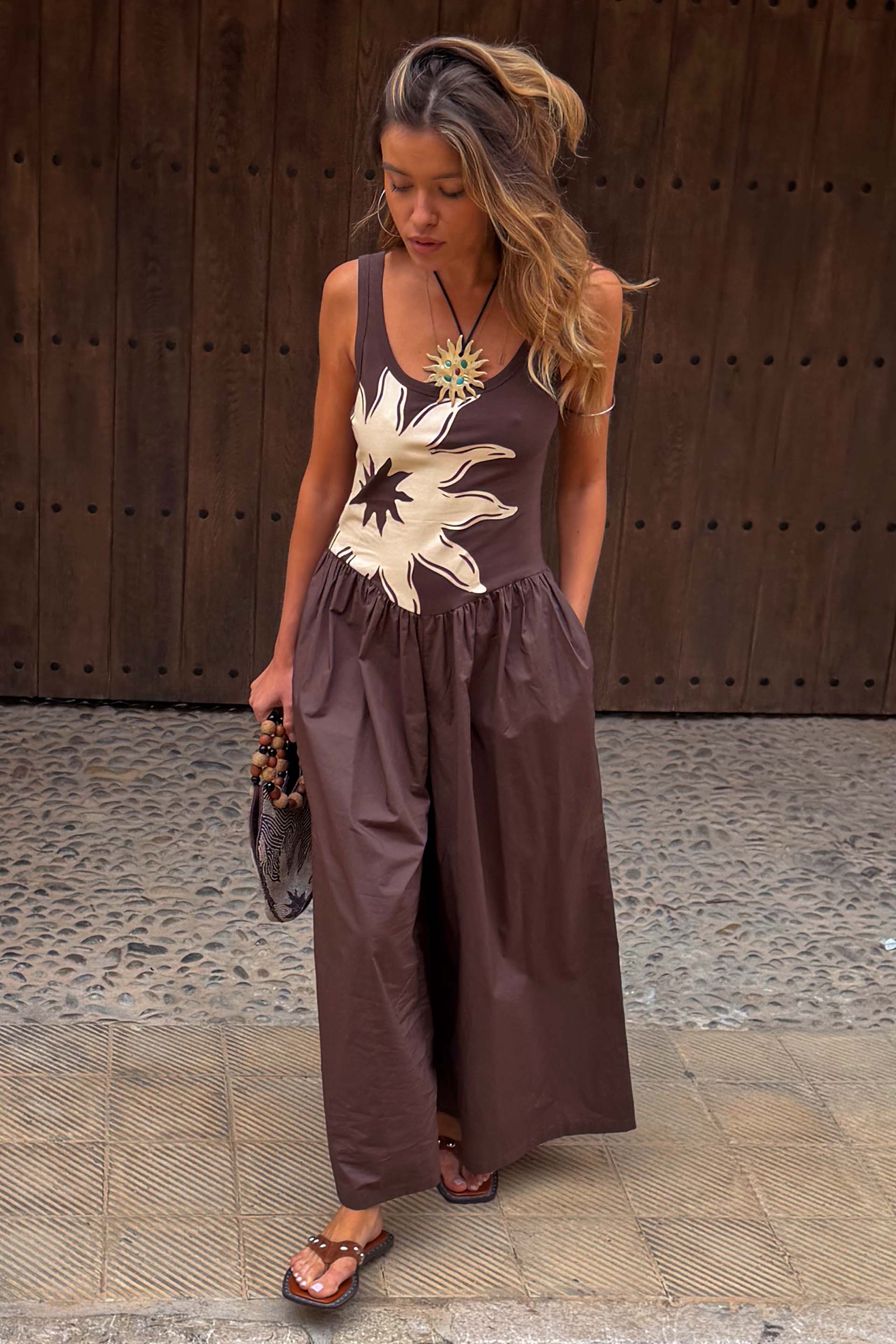 Chocolate Sun Poplin Jumpsuit - Image 3