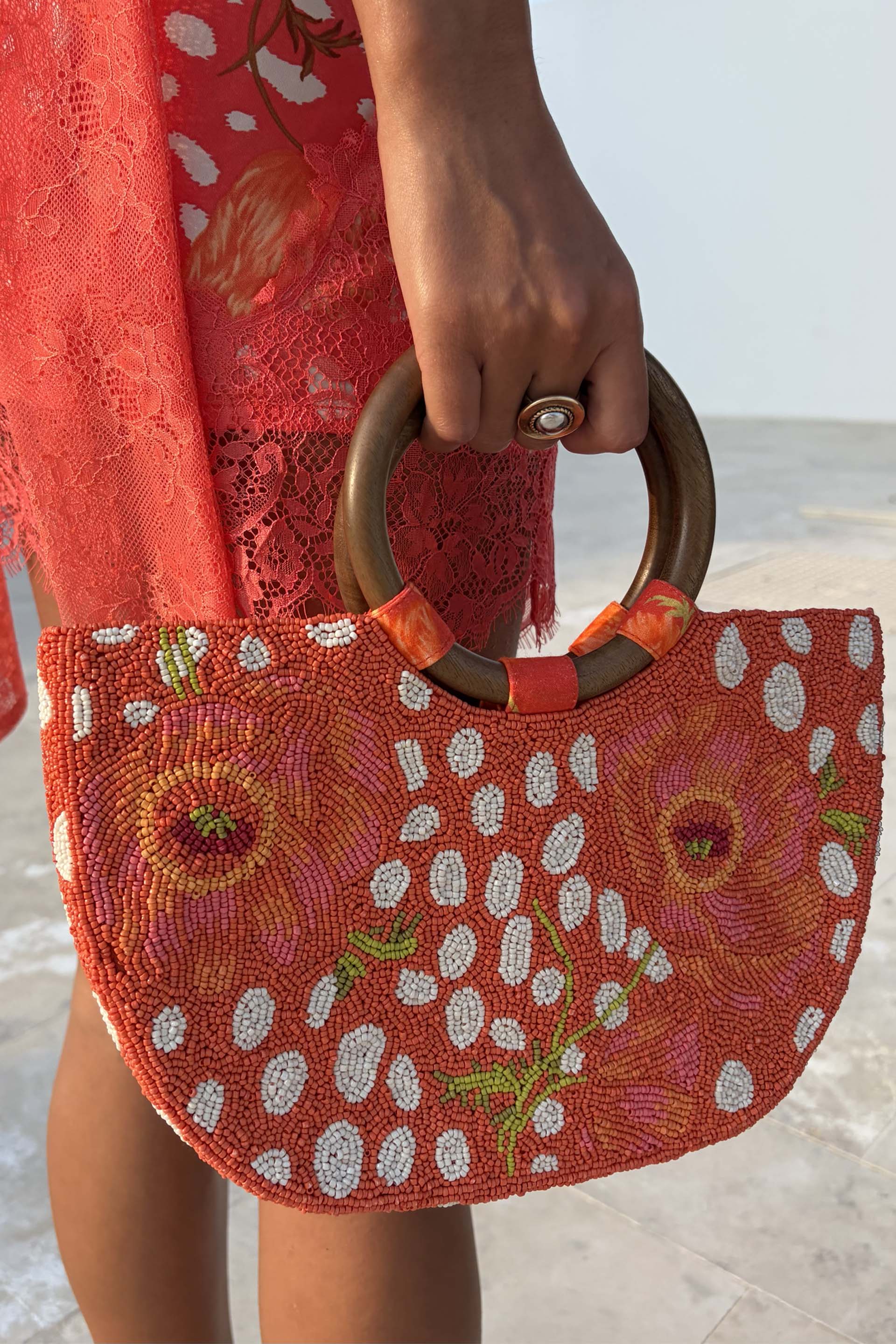 Coral Fawn Beaded Bag - Image 6