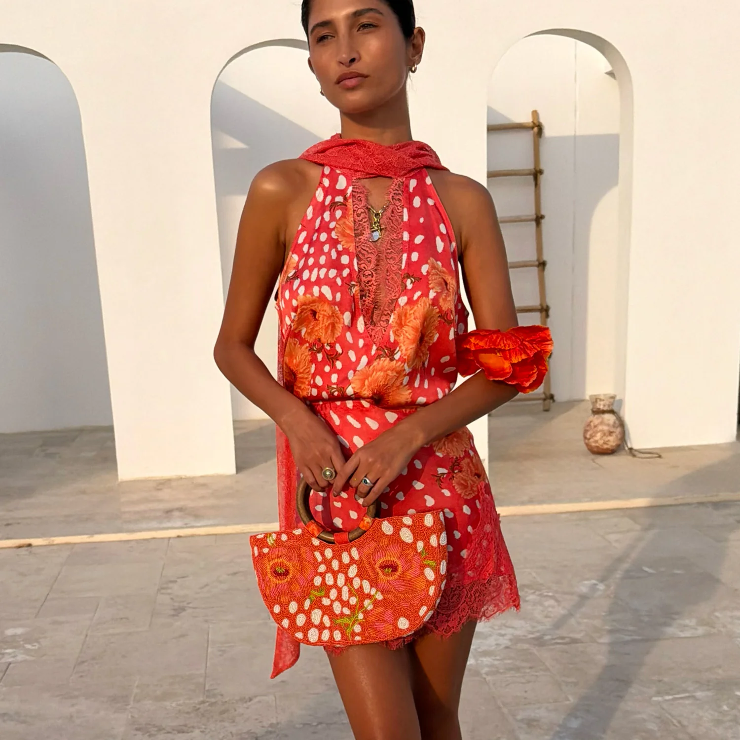 Coral Fawn Poppy Lily Top