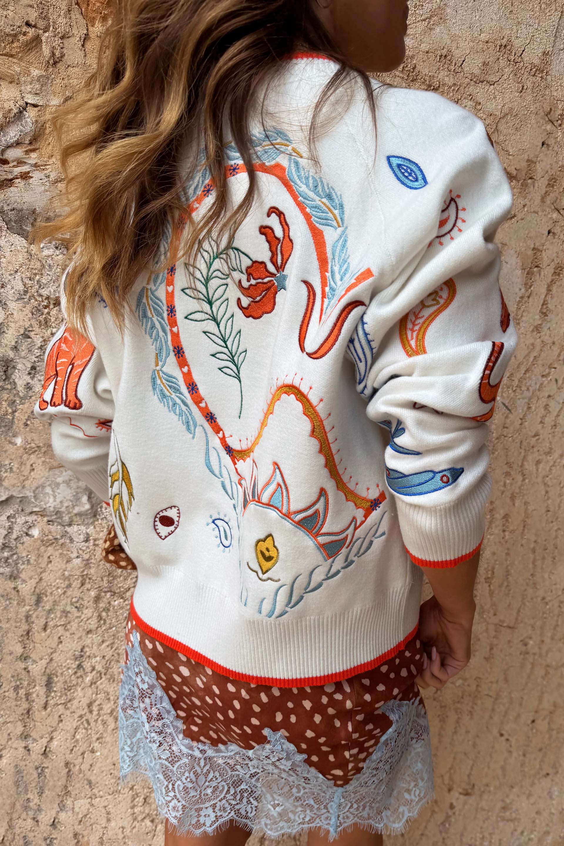 Cream Cheryl Cardigan in Tigress Print - Image 7