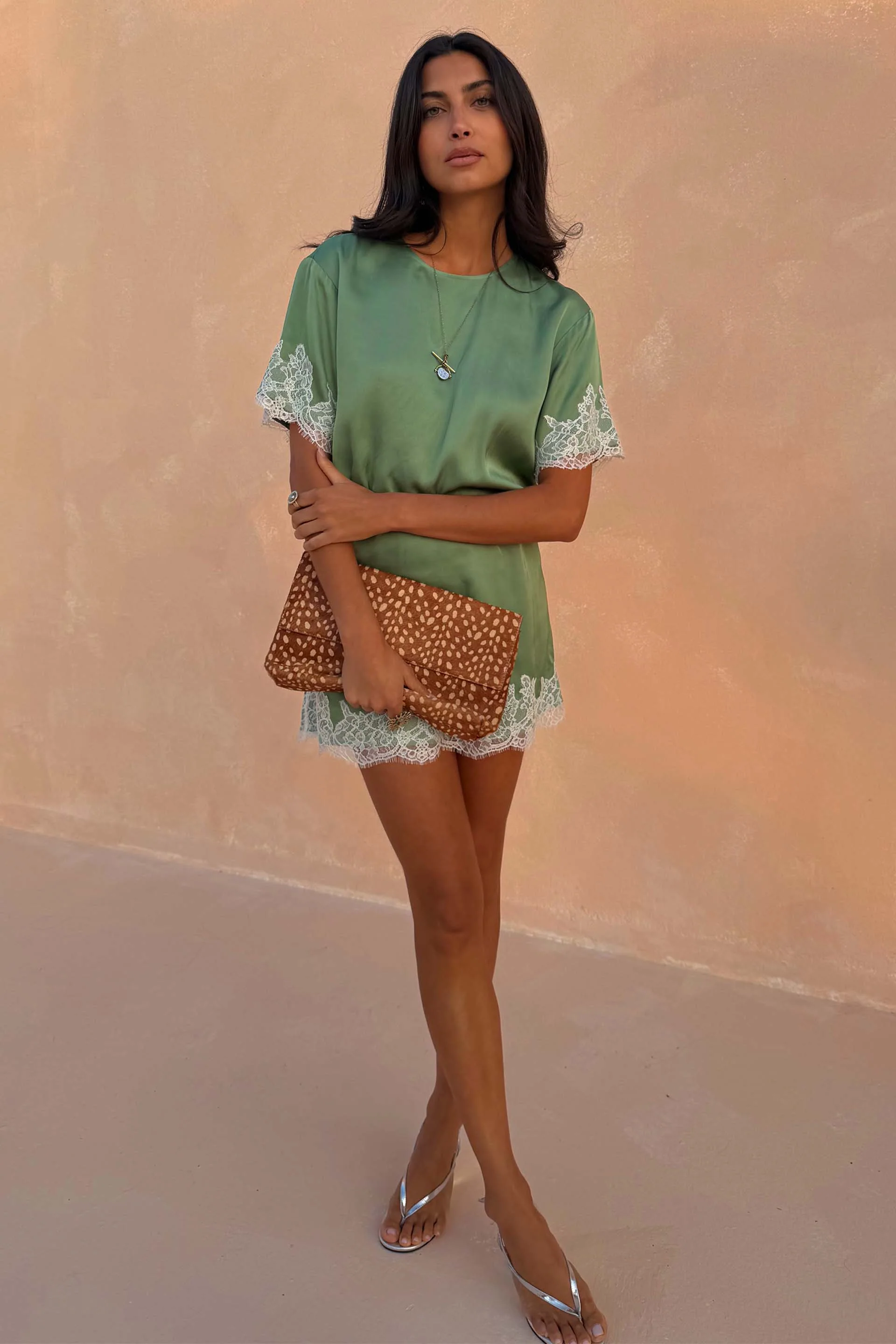 Green Lace Mini Dress - Image 7