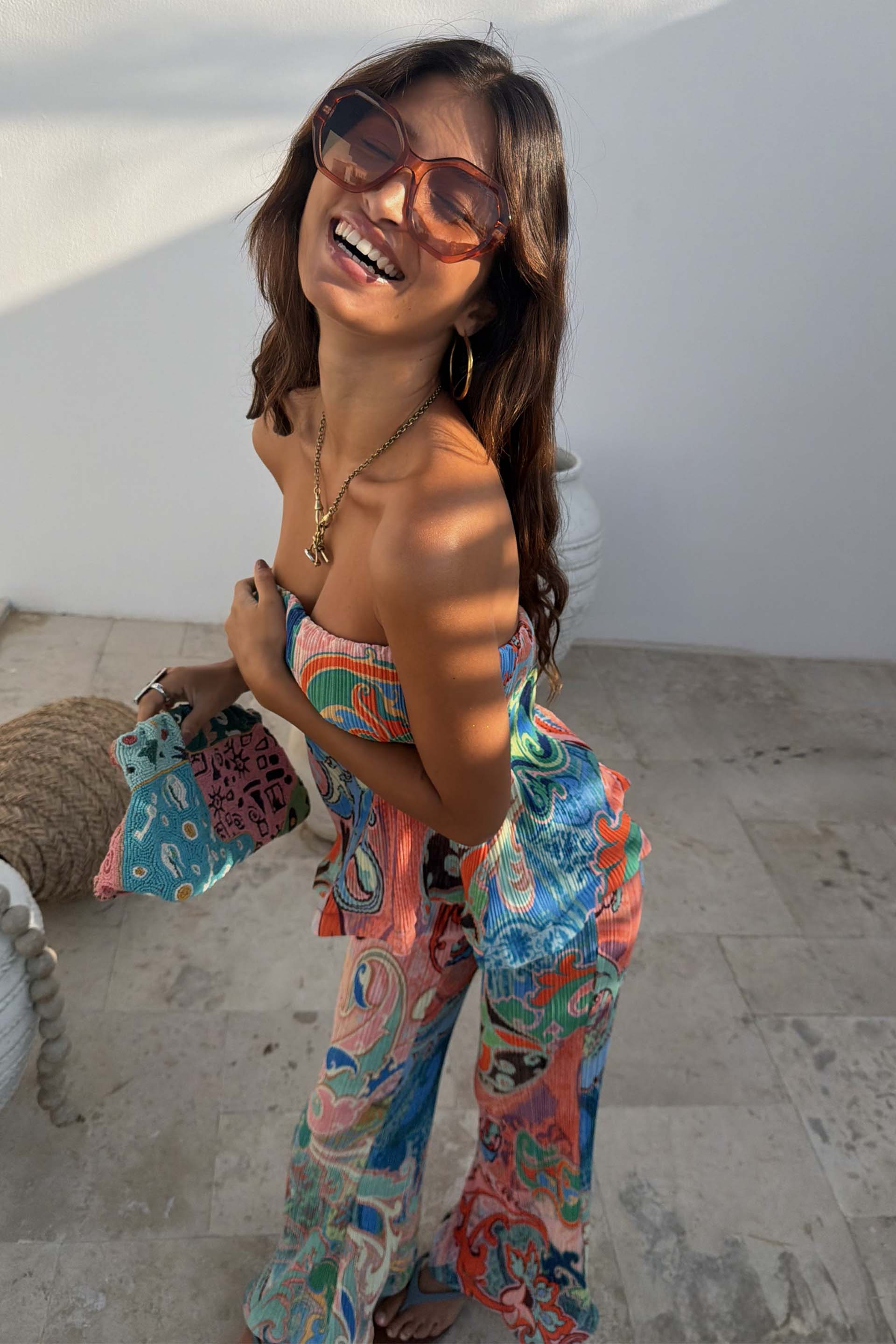 Hexagon Orange Sunglasses - Image 3