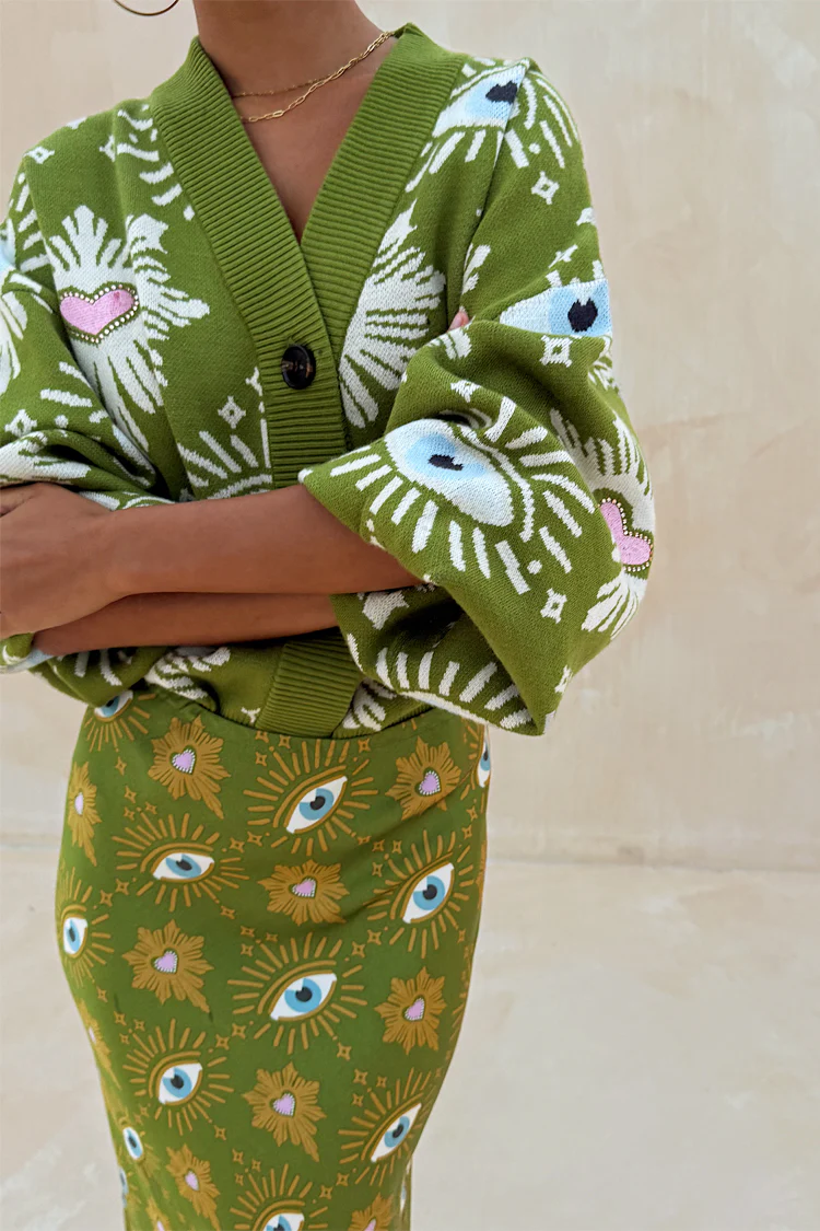 Khaki Eye Cardigan - Image 4