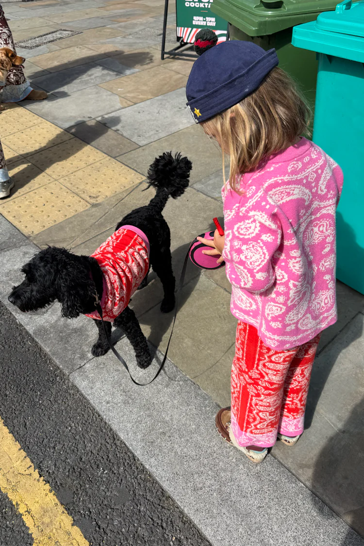 Kids Red and Pink Bandana Knitted Set - Image 9