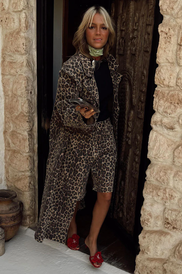 Lucia Leopard Denim 55 Coat Petite - Image 2