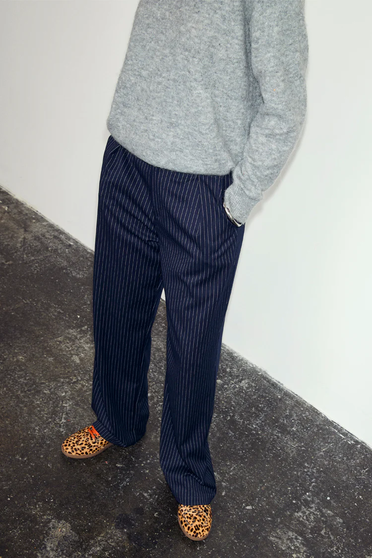 Navy Pinstripe Arden Trousers Petite - Image 6