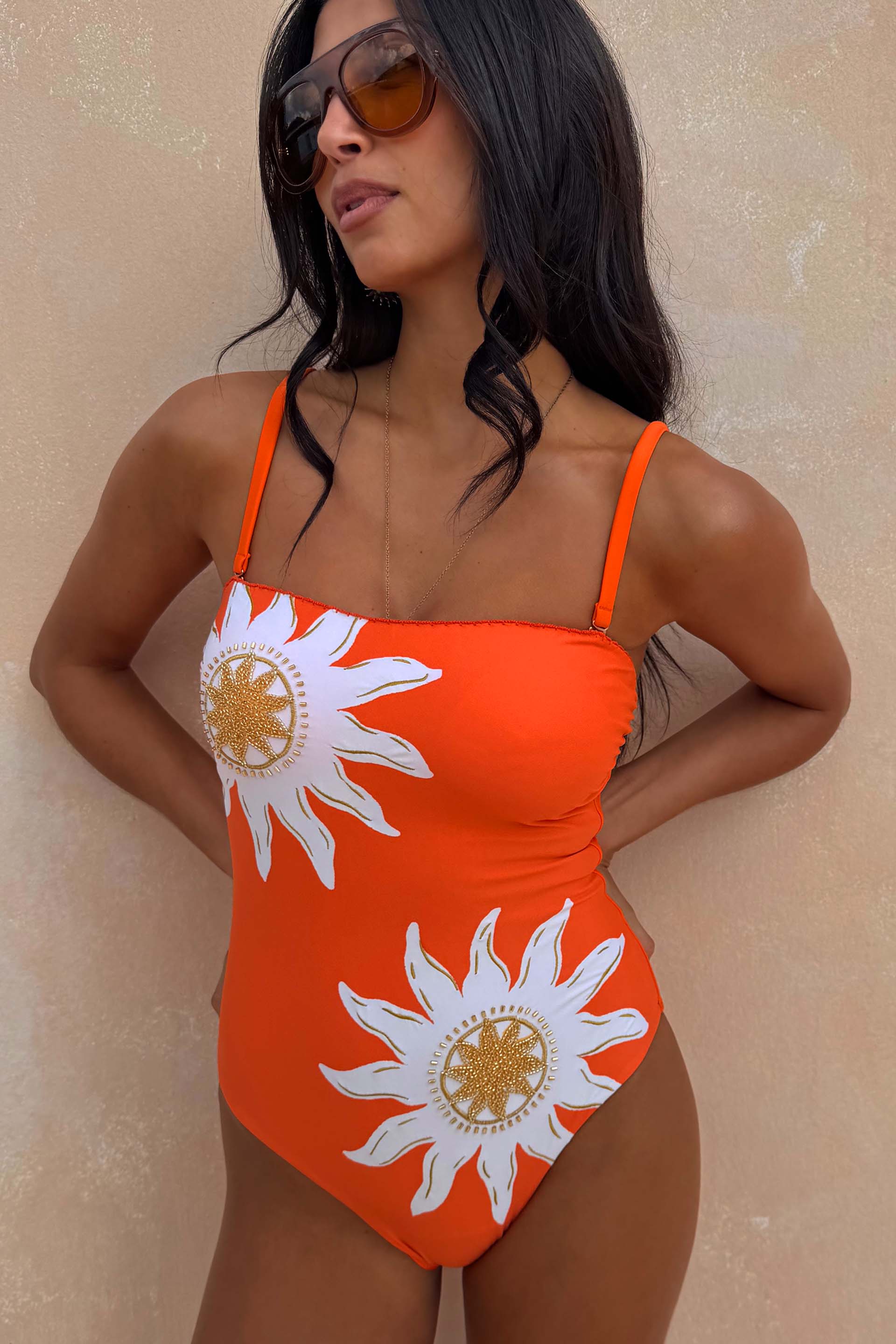 Orange Sun Bandeau Swimsuit - Image 2