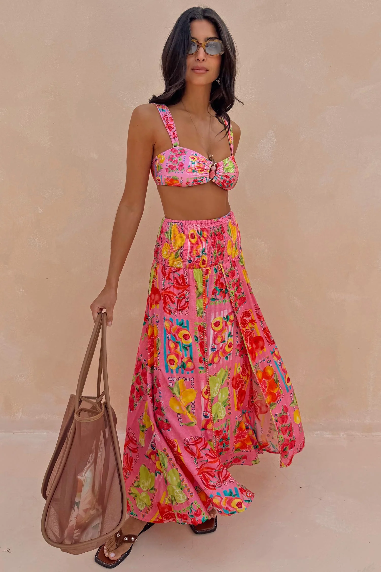Pink Fruit Stamps Skirt - Image 5