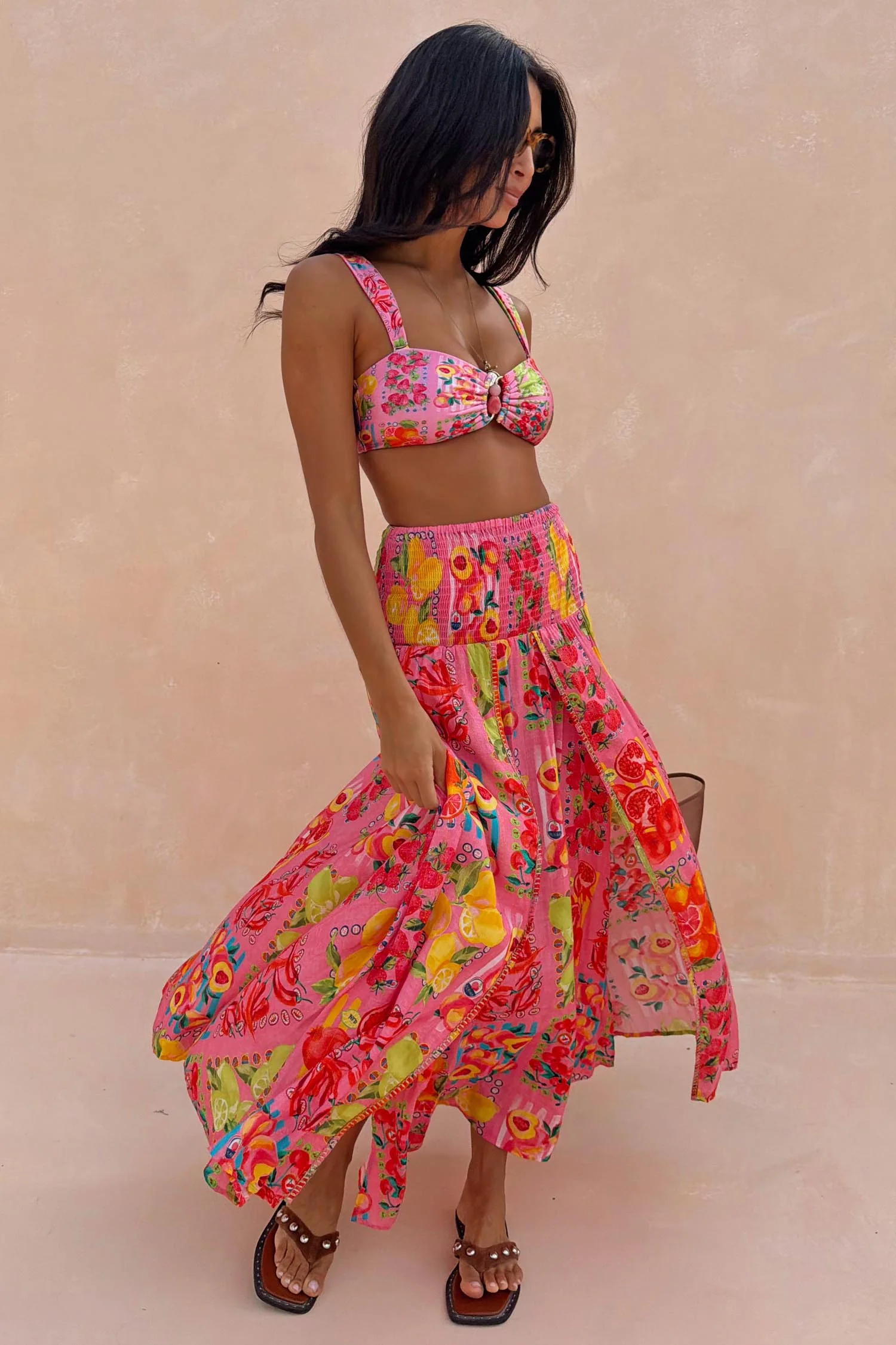 Pink Fruit Stamps Skirt - Image 7
