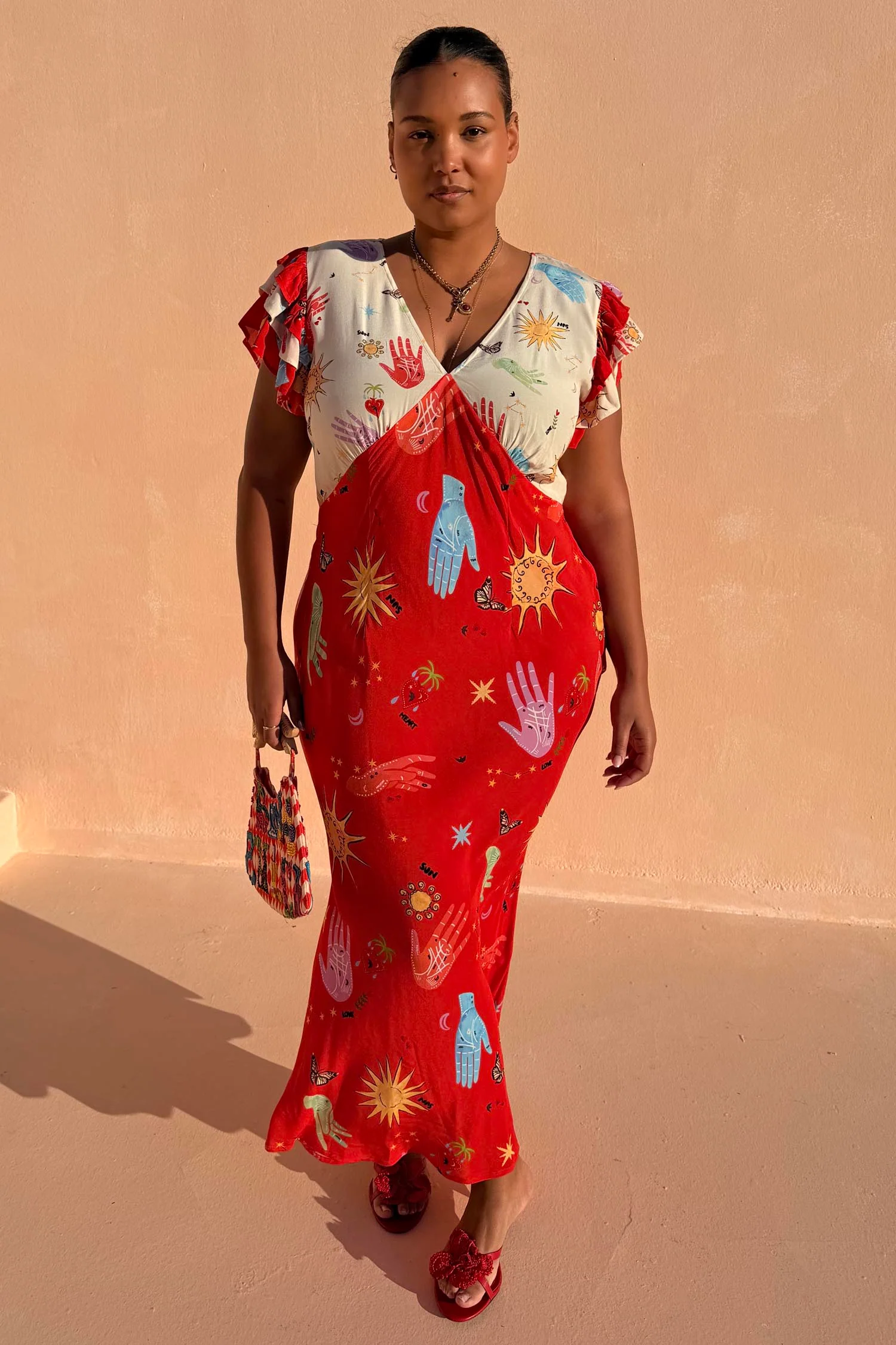 Red Celestial Midi Dress - Image 5