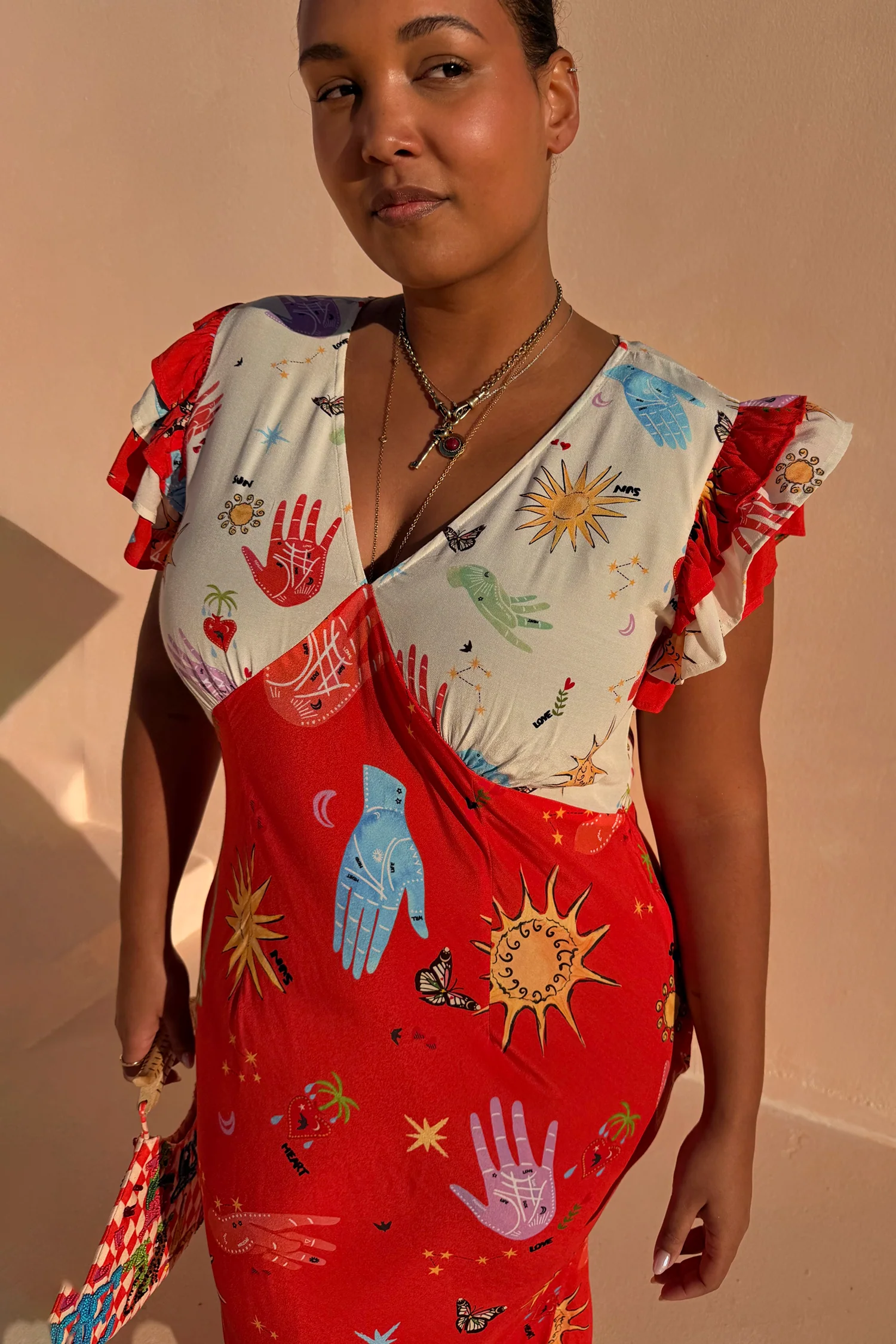 Red Celestial Midi Dress - Image 9