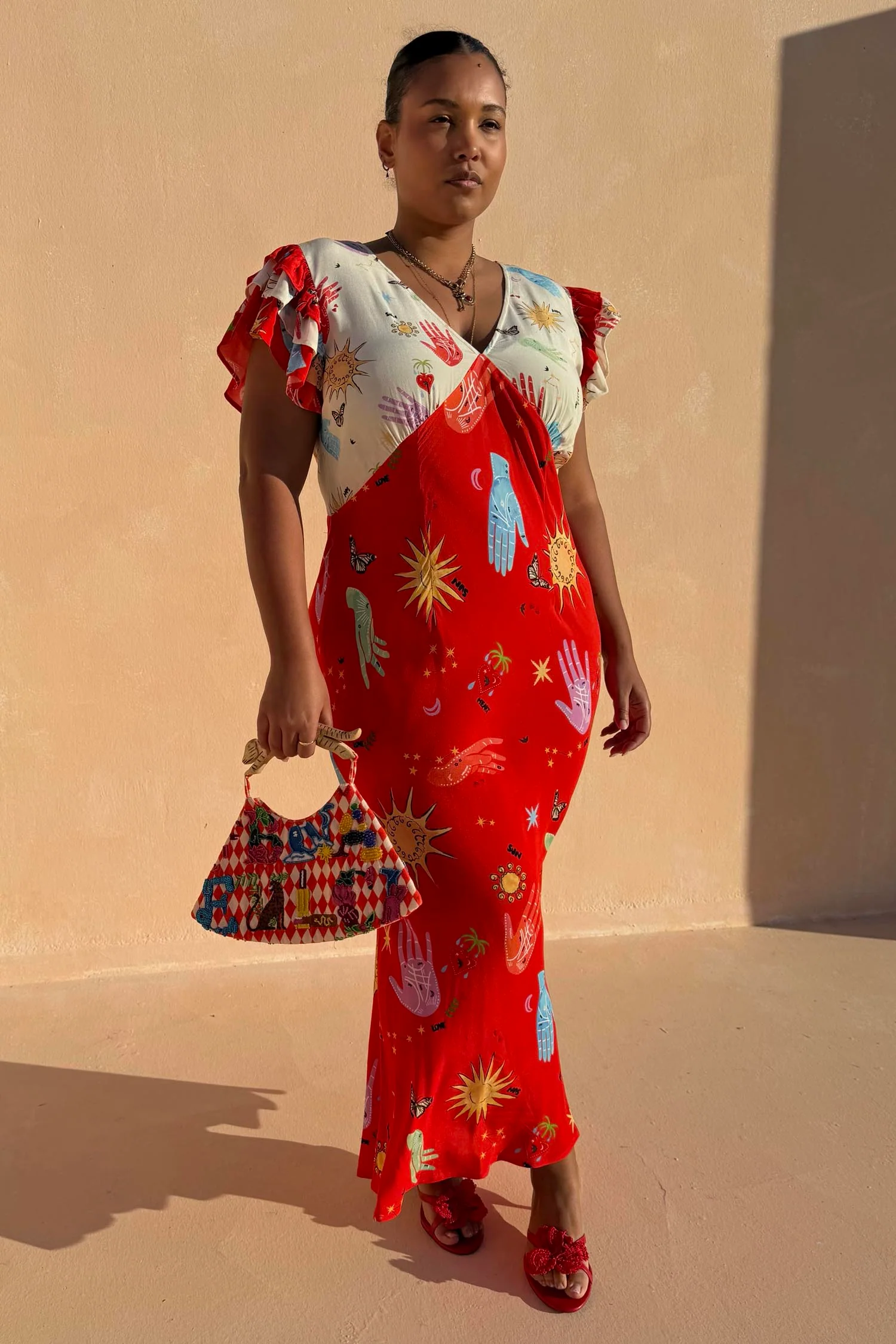 Red Celestial Midi Dress - Image 8