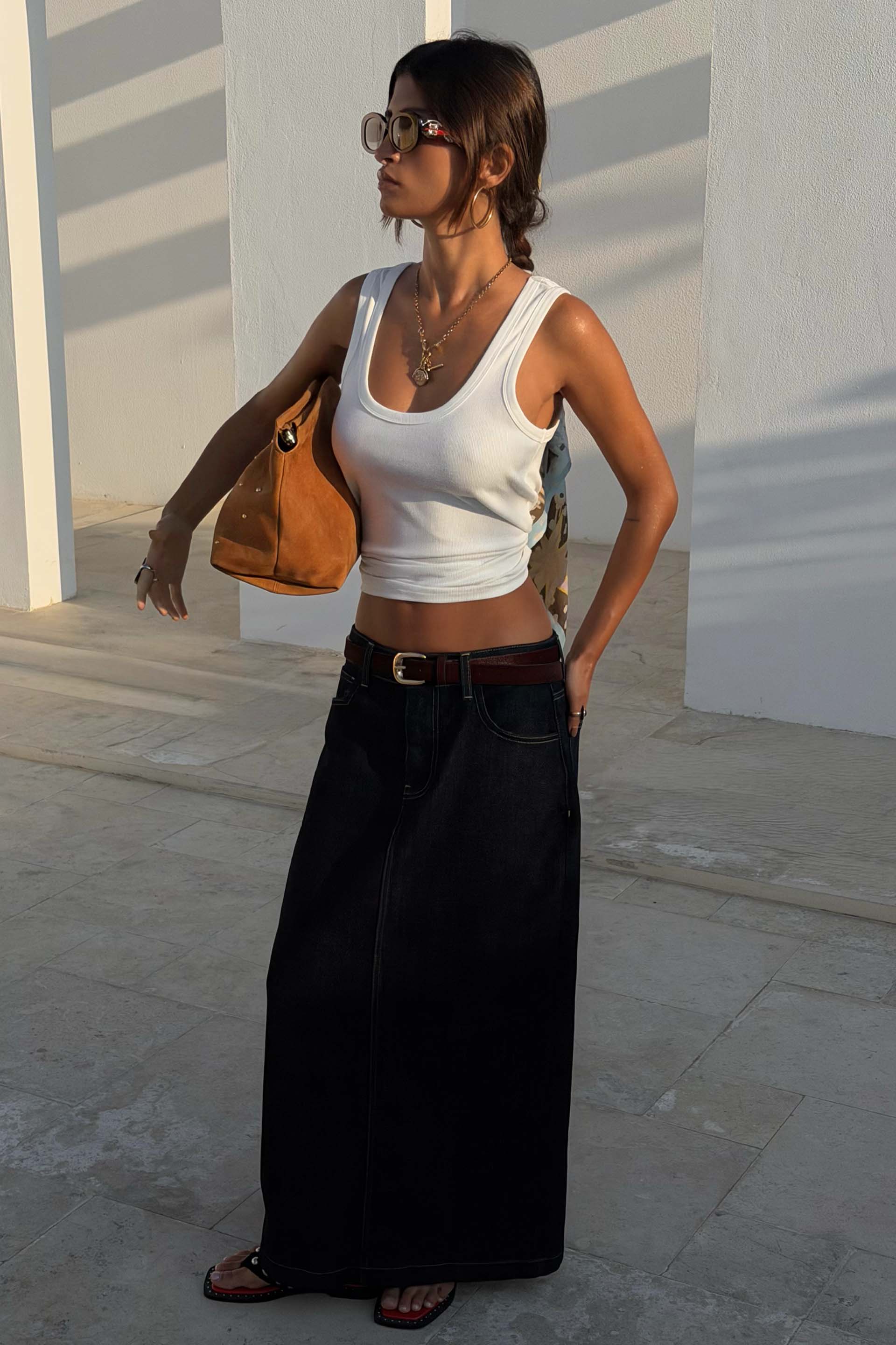 White Scoop Neck Rib Tank - Image 7