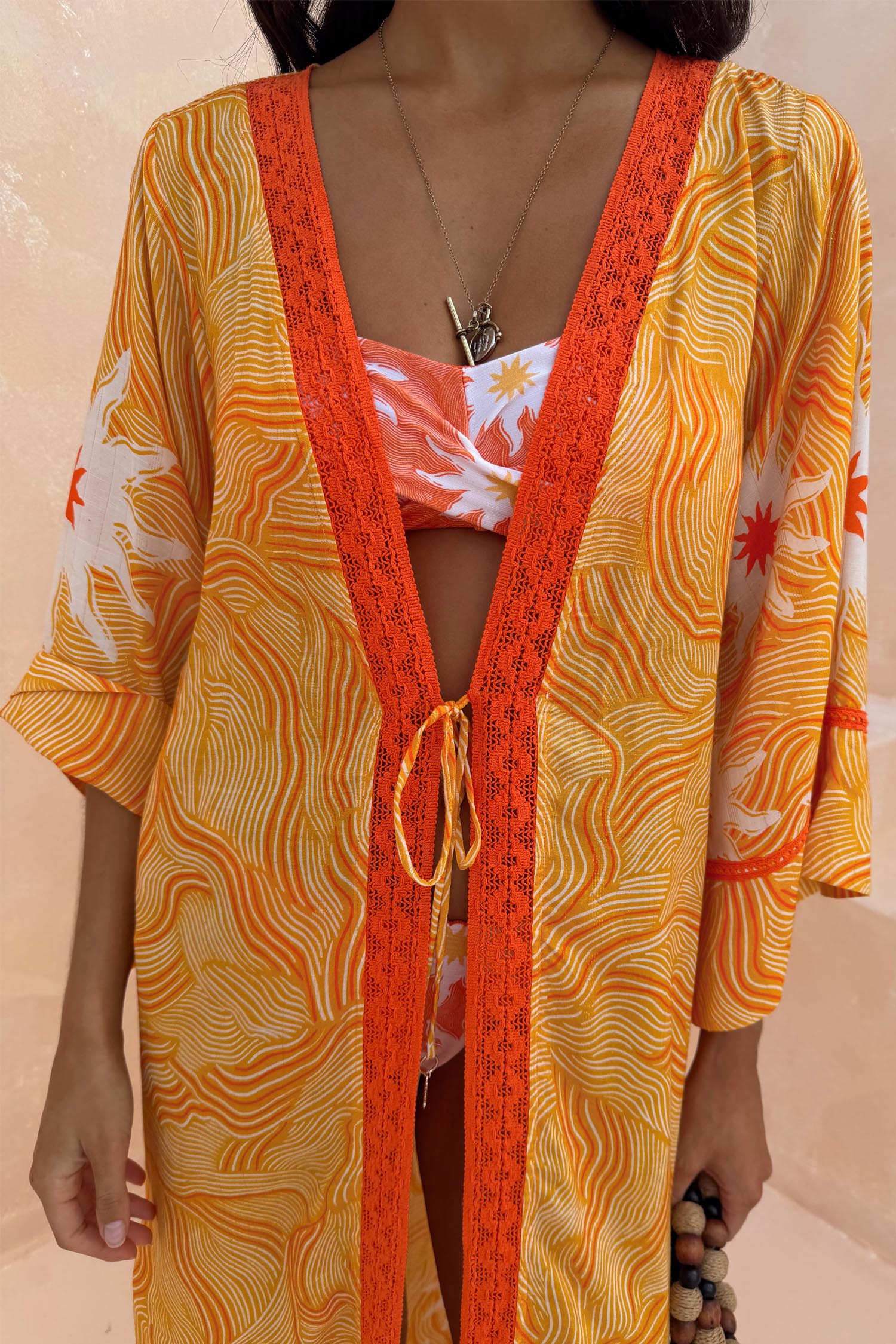 Yellow Sun Kimono with Beading - Image 10