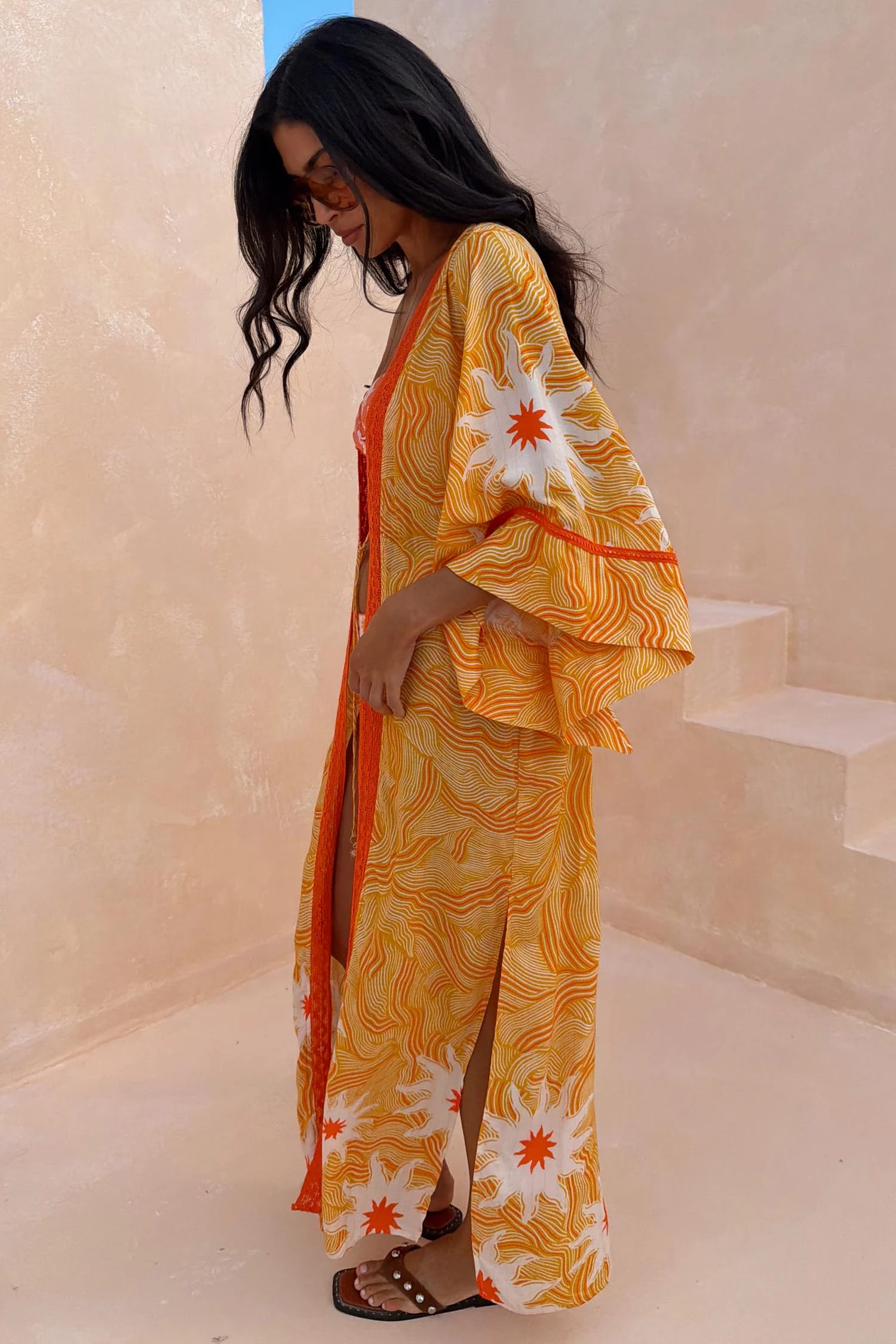 Yellow Sun Kimono with Beading - Image 2
