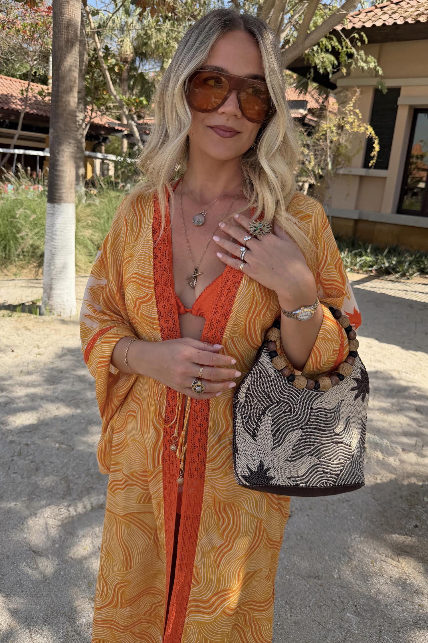 Yellow Sun Kimono with Beading - Image 7
